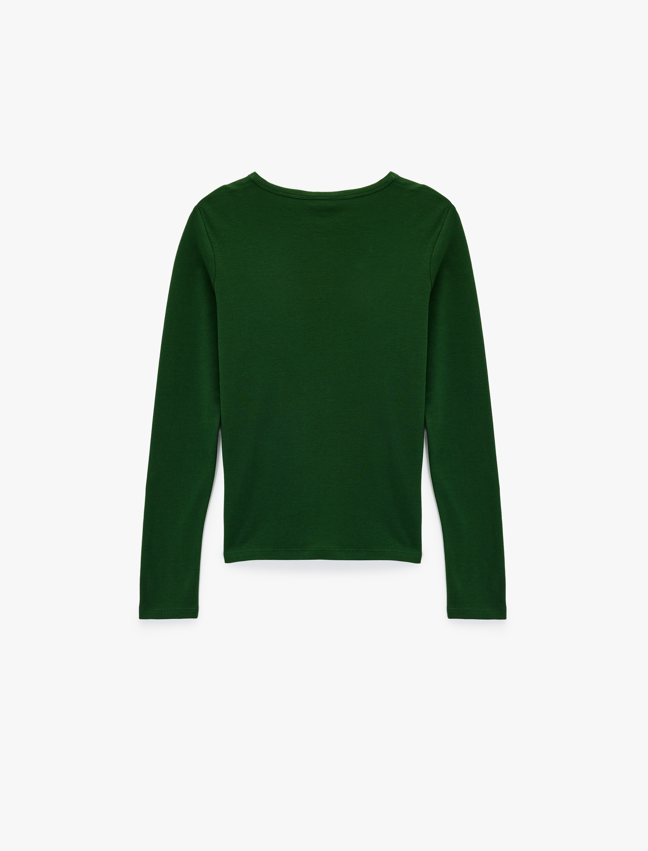   Pamuklu Uzun Kollu Bisiklet Yaka Basic Tişört