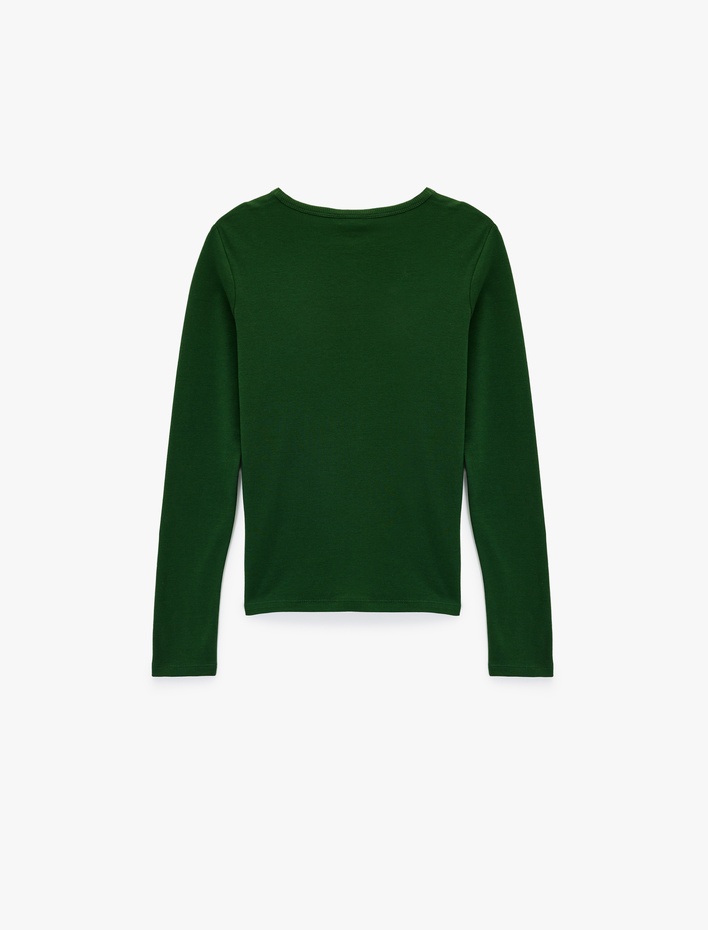  Pamuklu Uzun Kollu Bisiklet Yaka Basic Tişört