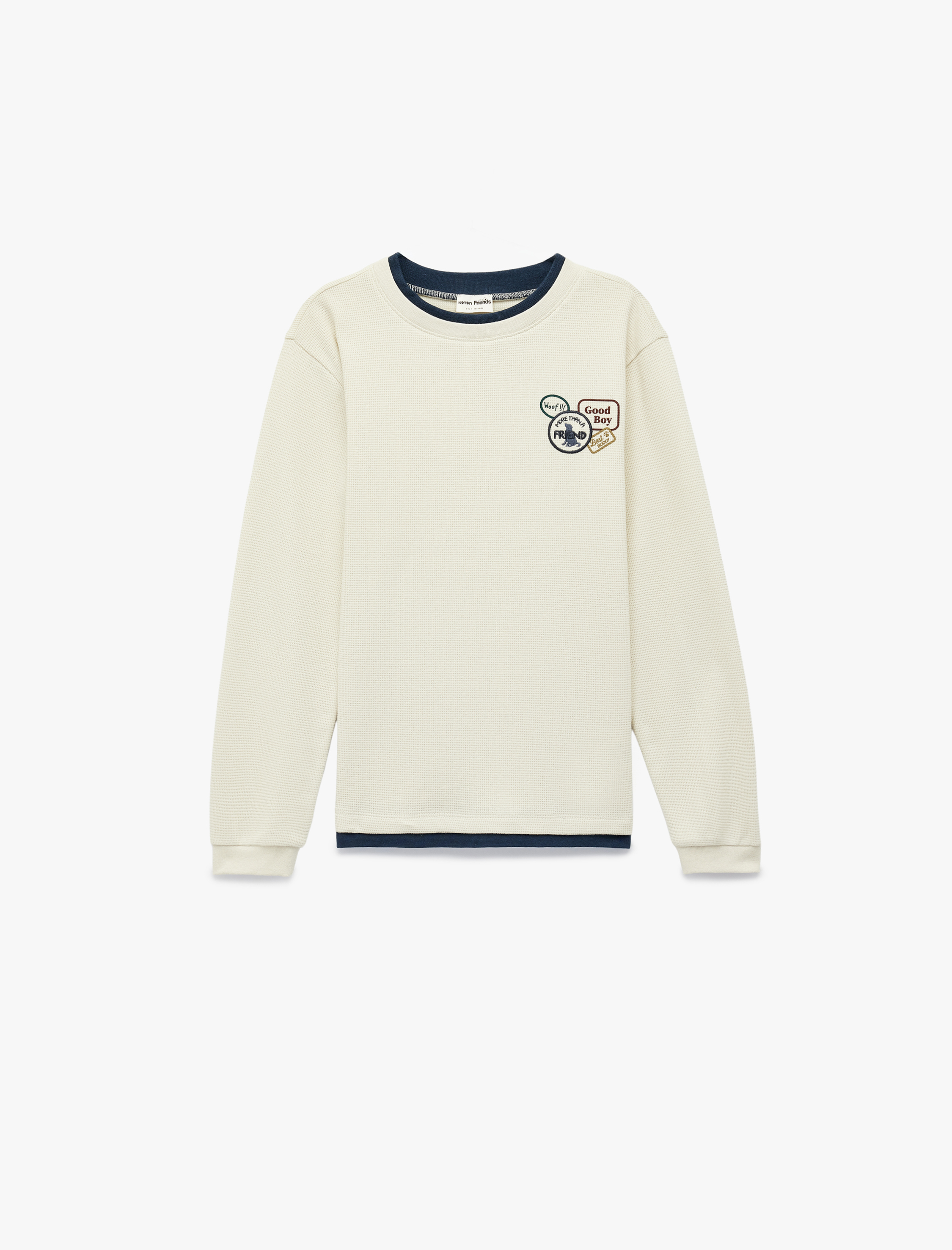  Erkek Çocuk Pamuklu Bisiklet Yaka İşleme Detaylı Uzun Kollu Tişört