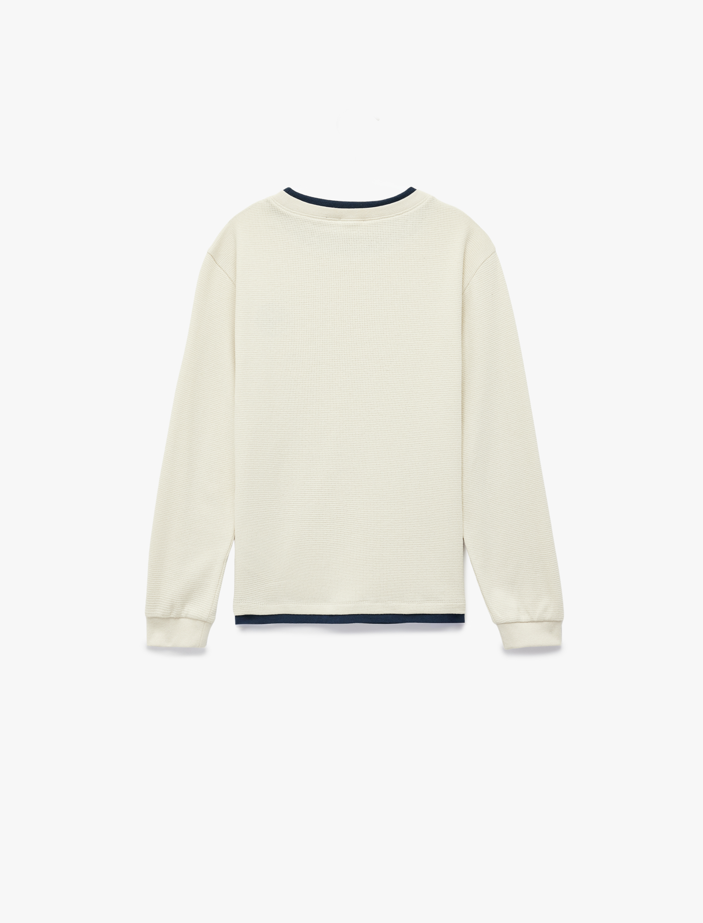  Erkek Çocuk Pamuklu Bisiklet Yaka İşleme Detaylı Uzun Kollu Tişört