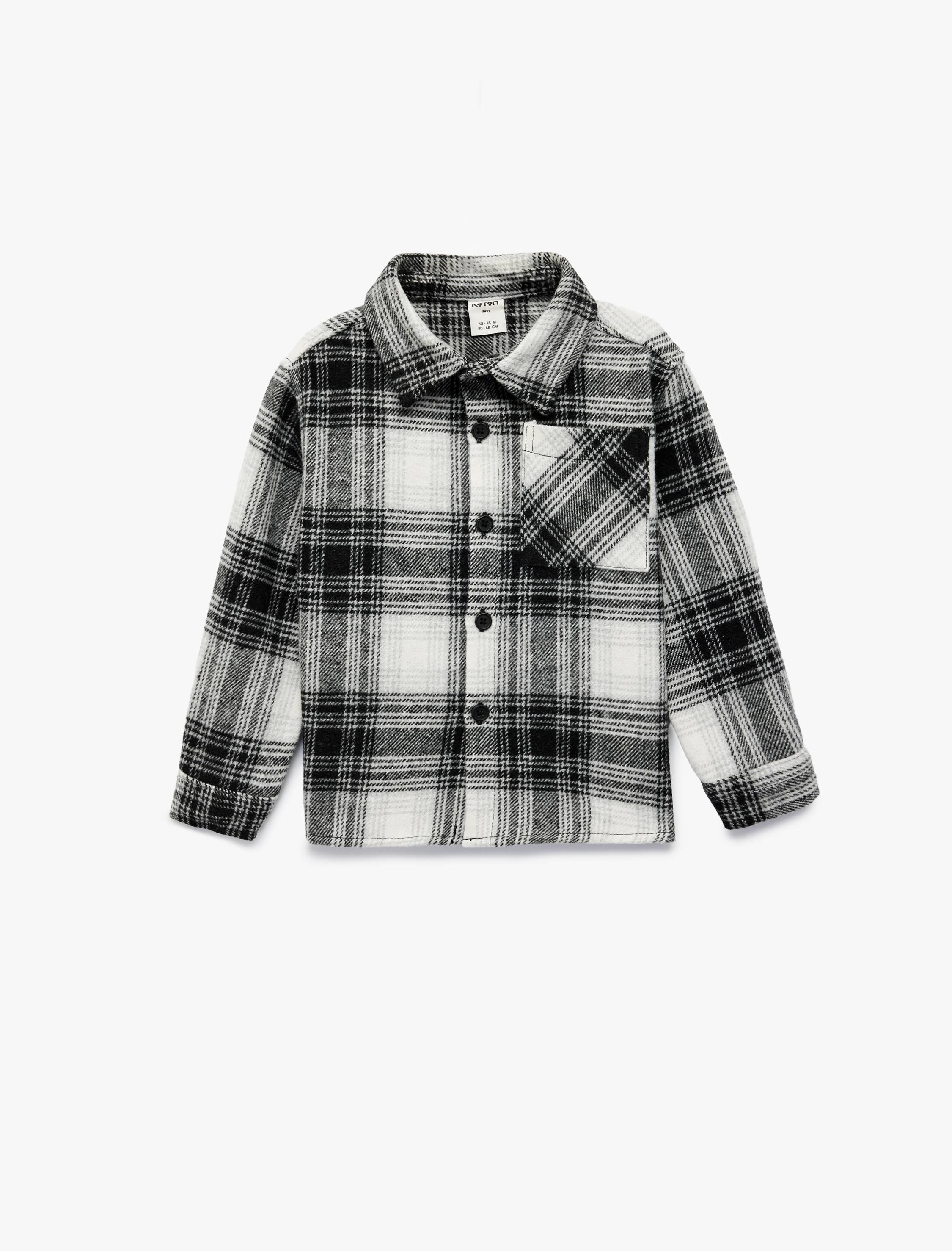  Erkek Bebek Uzun Kollu Klasik Yaka Cepli Düğmeli Oduncu Gömleği