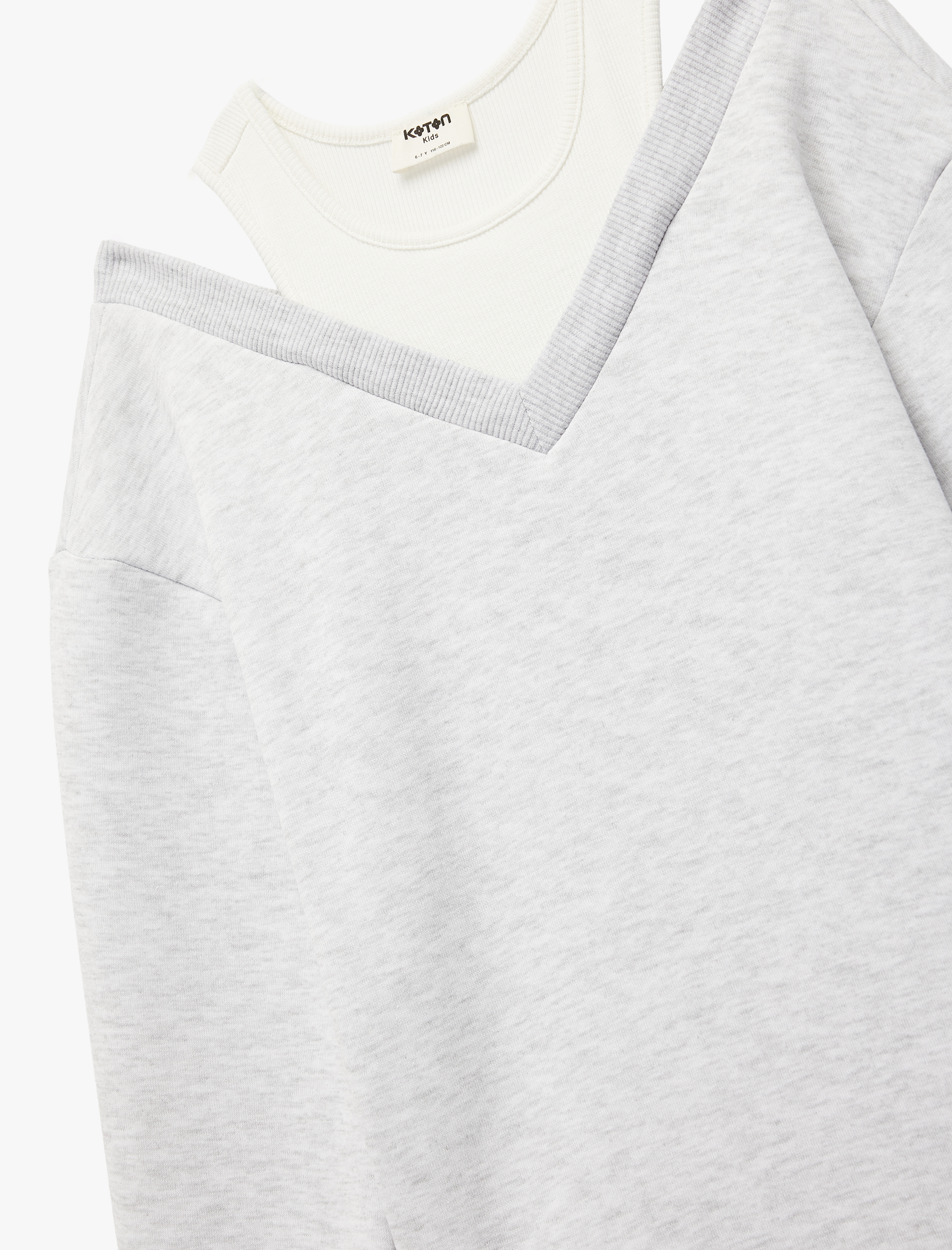  Kız Çocuk Çift Yakalı Pamuk Karışımlı Uzun Kollu Bisiklet Yaka Sweatshirt