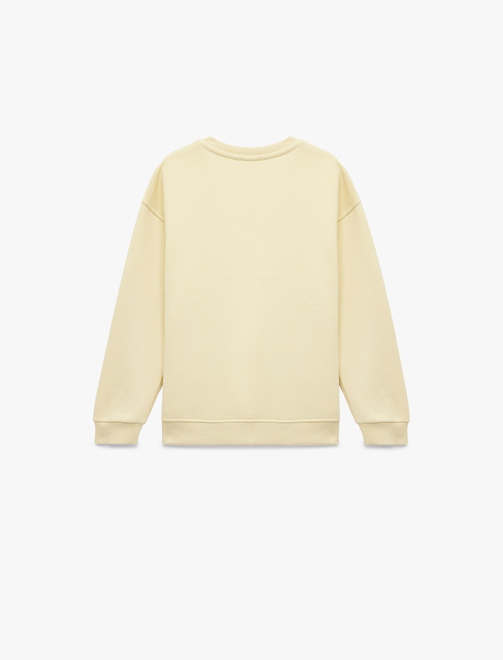 Kız Çocuk Uzun Kollu Bisiklet Yaka Oversize Baskılı Sweatshirt