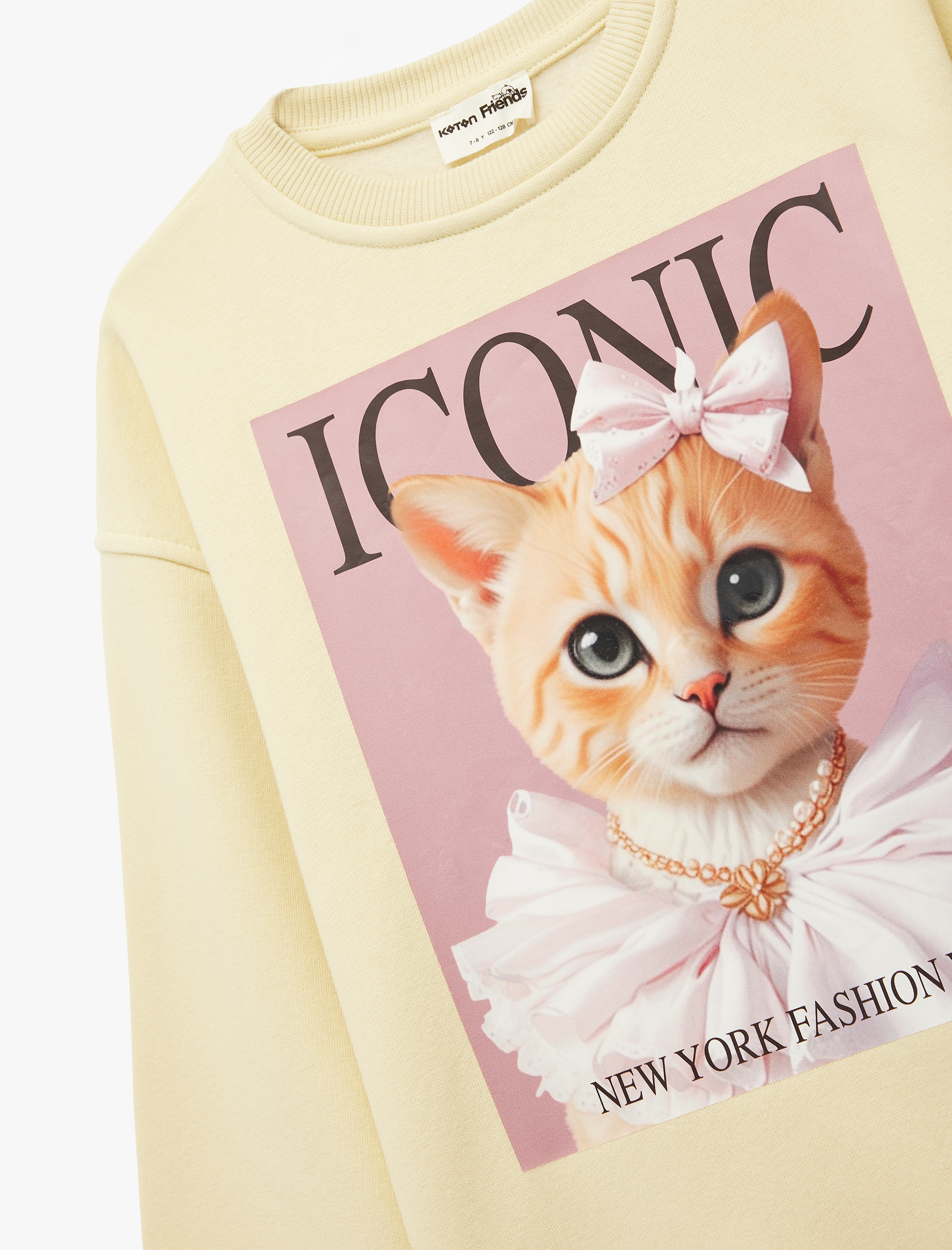  Kız Çocuk Uzun Kollu Bisiklet Yaka Oversize Baskılı Sweatshirt