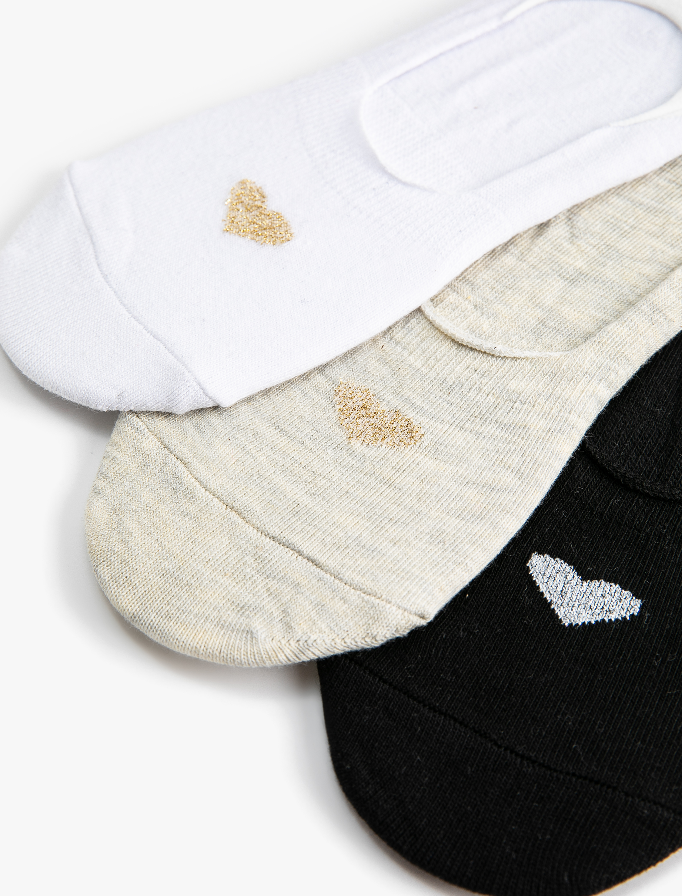  Kadın Babet Çorap Seti 3'lü Kalp Desenli Sim Detaylı