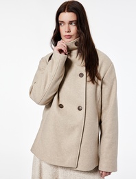 Koton X Şahika Ercümen - Dik Yaka Kaban Kısa Kaşe Kruvaze