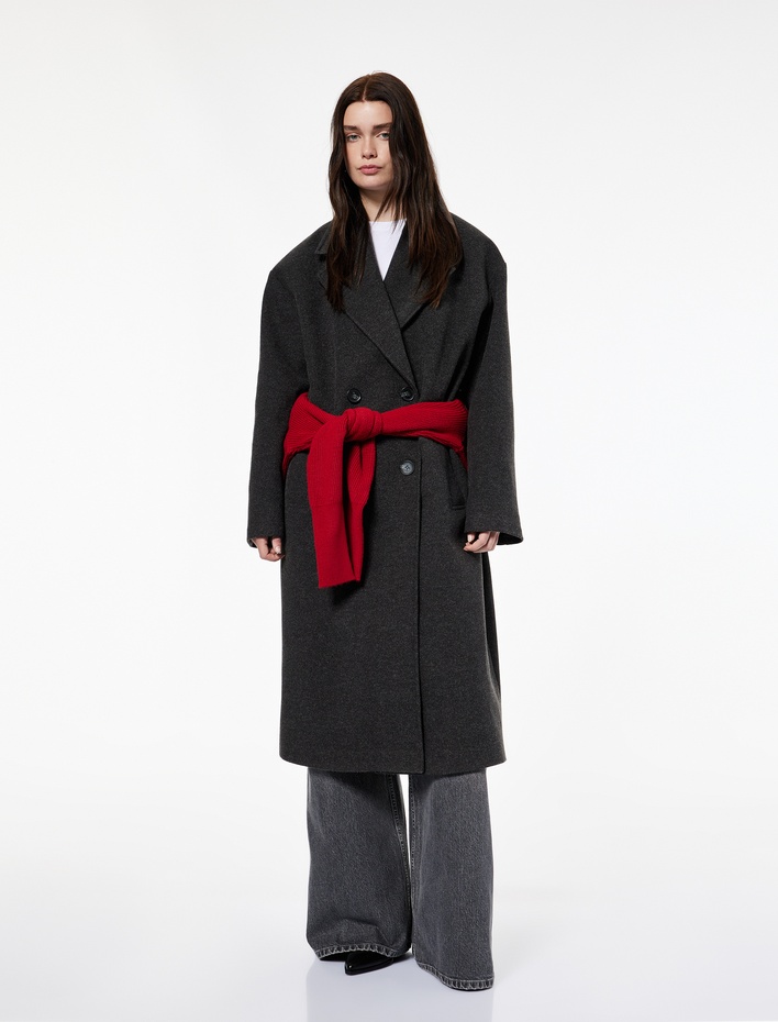  Koton X Şahika Ercümen - Oversize Kaban Kaşe Uzun Düğmeli Cepli Kruvaze