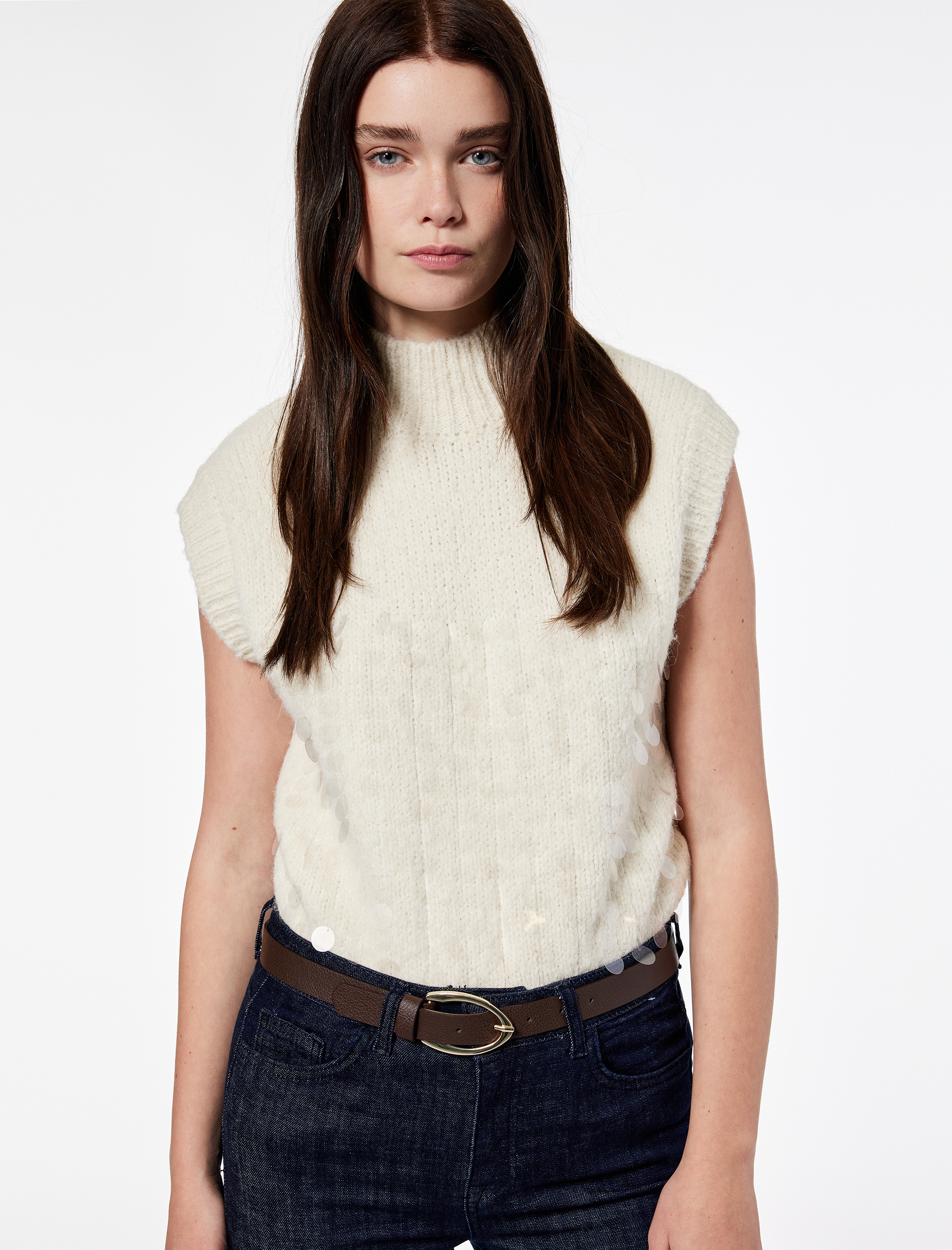   Koton X Şahika Ercümen - Dik Yaka Triko Pullu Payetli Süveter