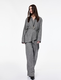 Koton X Şahika Ercümen - Flanel Kumaş Uzun Kollu Kemerli Kruvaze Kimono Gömlek