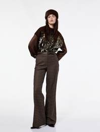 Koton X Şahika Ercümen - Cepli Geniş Paça Ekoseli Kumaş Pantolon