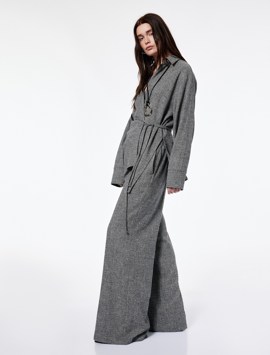 Koton X Şahika Ercümen - Flanel Kumaş Loose Fit Cepli Kışlık Palazzo Pantolon