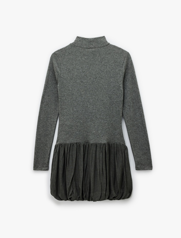  Koton X Şahika Ercümen - Slim Fit Uzun Kollu Dik Yaka Mini Balon Elbise