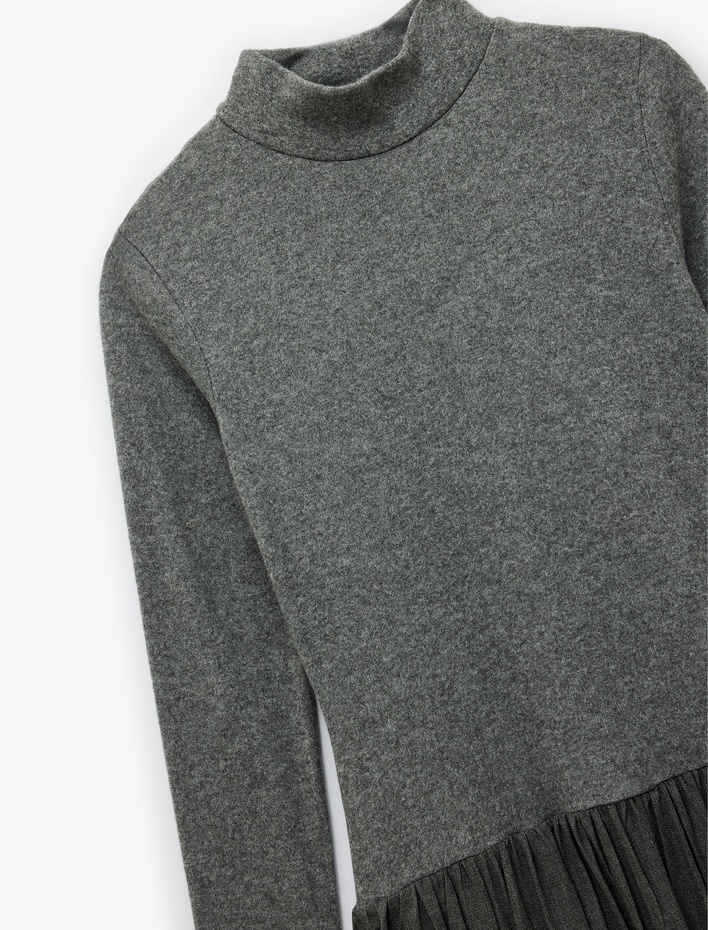  Koton X Şahika Ercümen - Slim Fit Uzun Kollu Dik Yaka Mini Balon Elbise