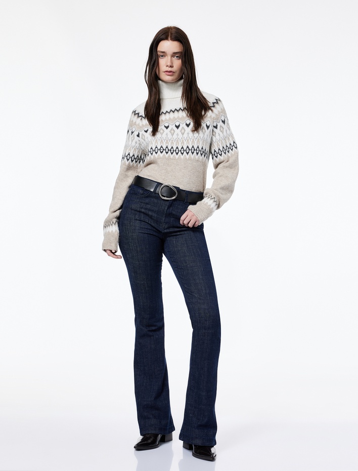  Koton X Şahika Ercümen - Uzun Kollu Balıkçı Yaka Desenli Örgü Kazak