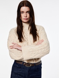 Koton X Şahika Ercümen - Uzun Kollu Balıkçı Yaka Saç Örgü Kazak