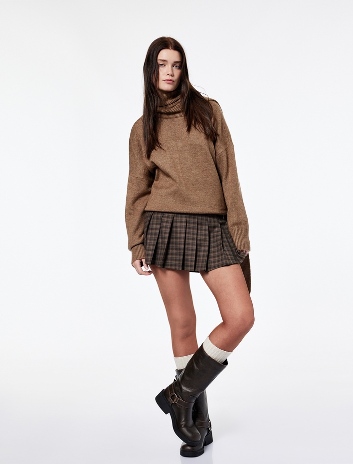  Koton X Şahika Ercümen - Uzun Kollu Oversize Triko Atkılı Kazak