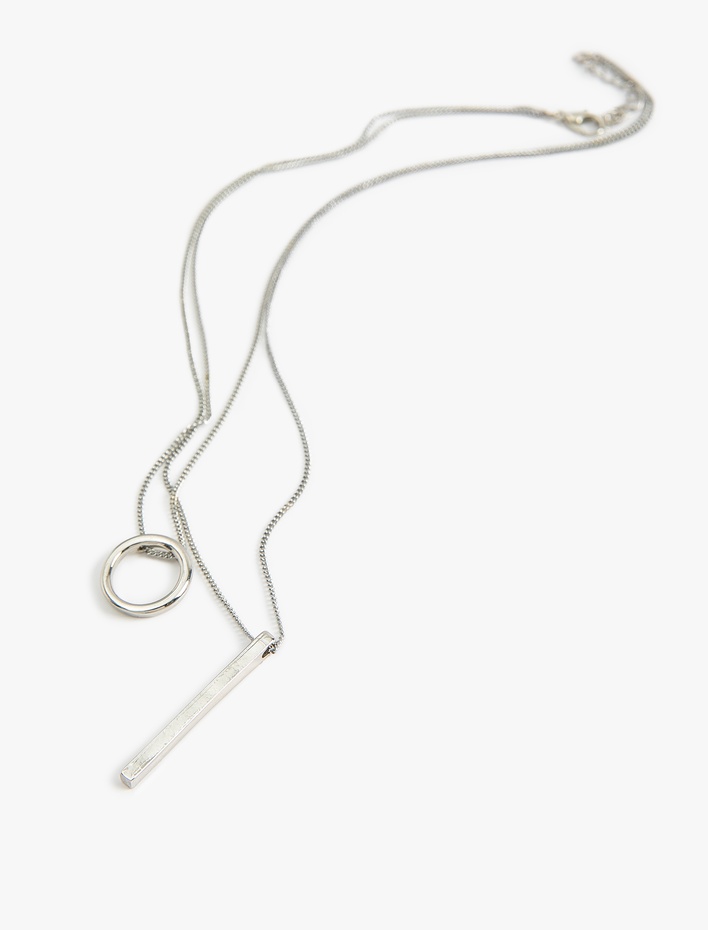 Kadın Zincir Kolye Katlı Geometrik Desenli