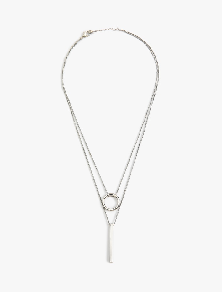 Kadın Zincir Kolye Katlı Geometrik Desenli