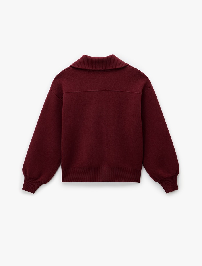  Rahat Kalıp Uzun Kollu Cep Detaylı Viskon Karışımlı Fermuarlı Hırka