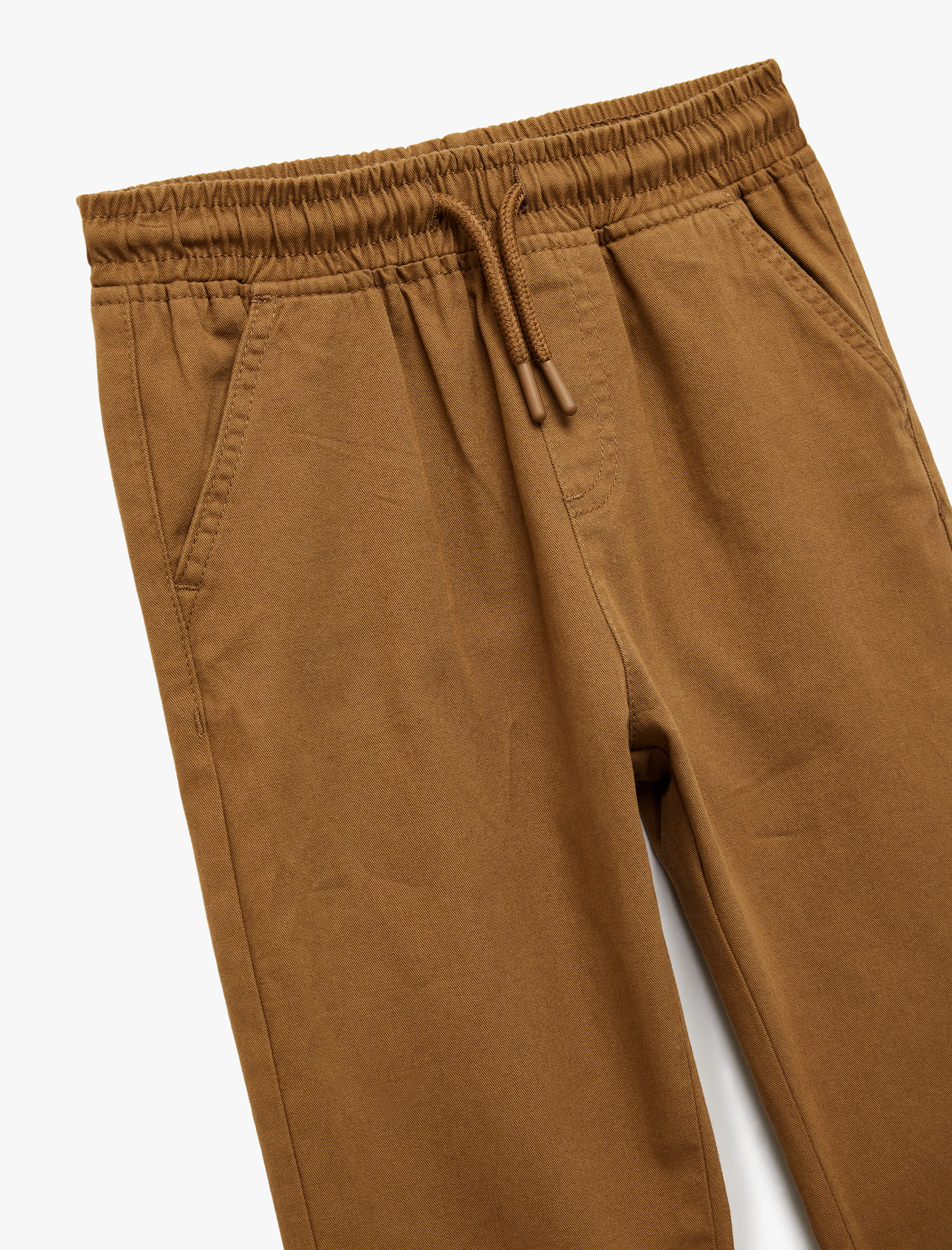  Erkek Çocuk Pamuklu Beli Bağcıklı Cepli Jogger Gabardin Pantolon