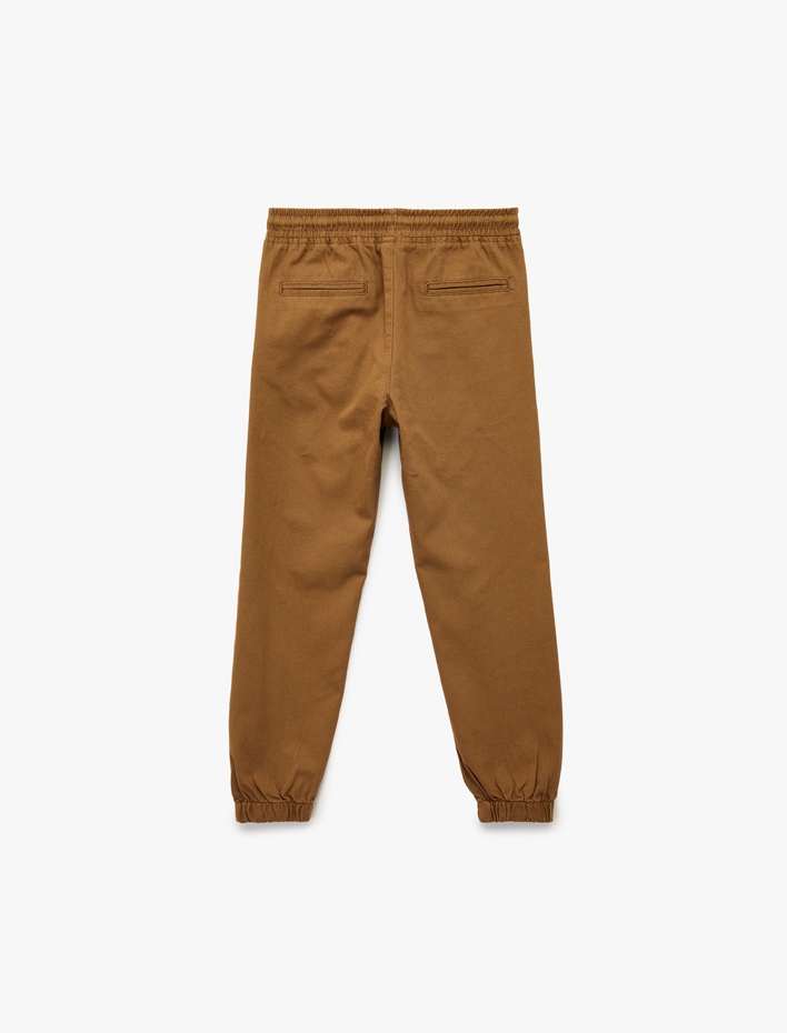 Erkek Çocuk Pamuklu Beli Bağcıklı Cepli Jogger Gabardin Pantolon