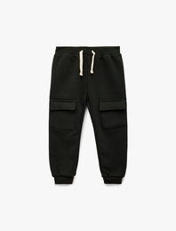 Pamuklu Bağcıklı Kargo Cep Detaylı Jogger Eşofman Altı