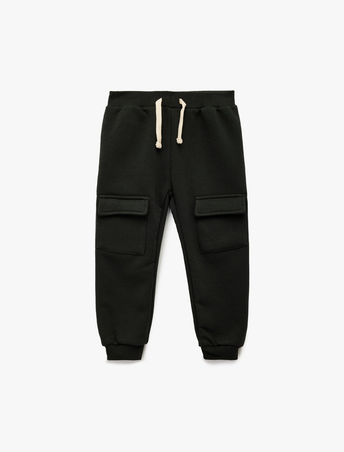 Erkek Bebek Pamuklu Bağcıklı Kargo Cep Detaylı Jogger Eşofman Altı