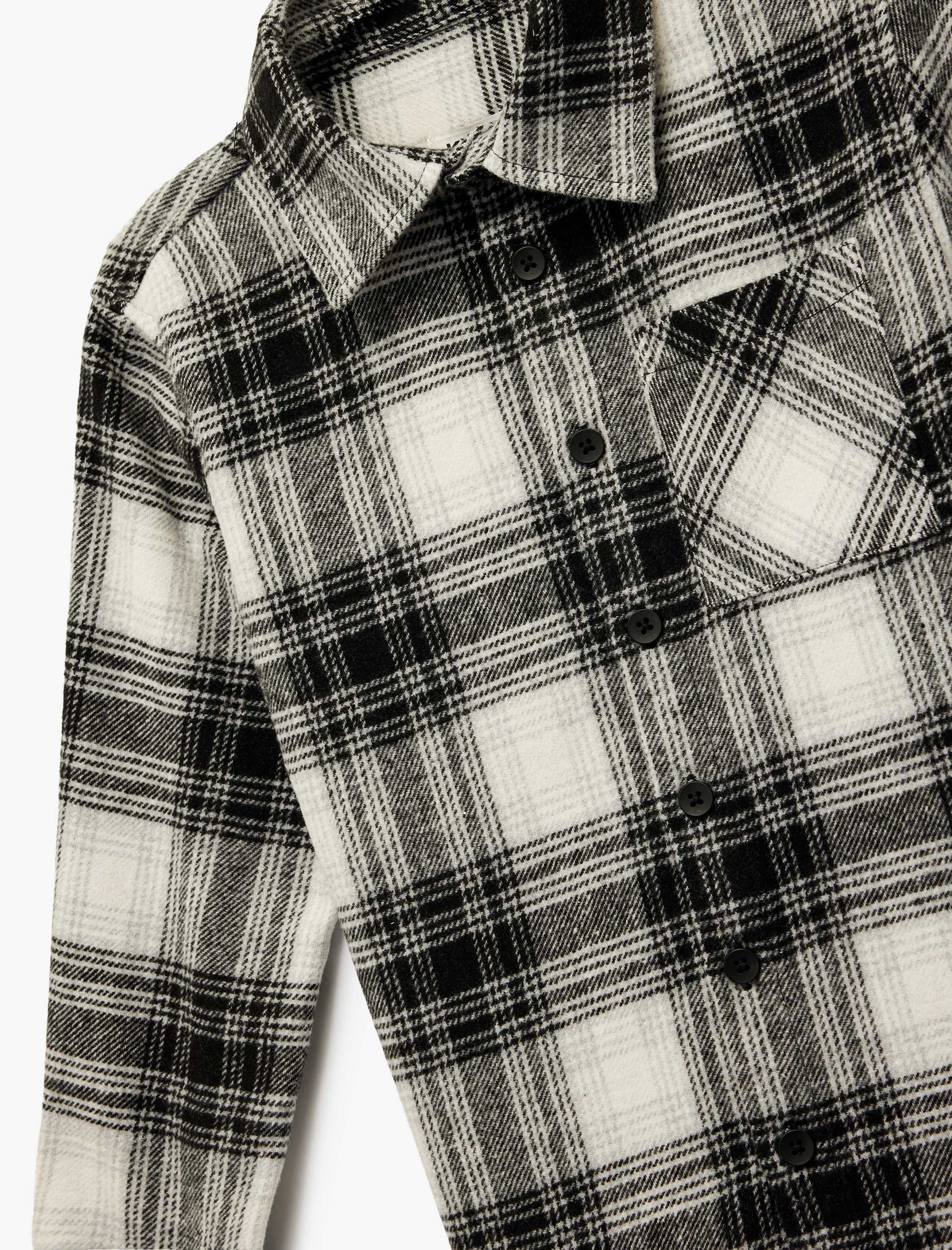  Erkek Çocuk Düğmeli Uzun Kollu Cep Detaylı Ekose Oduncu Gömleği