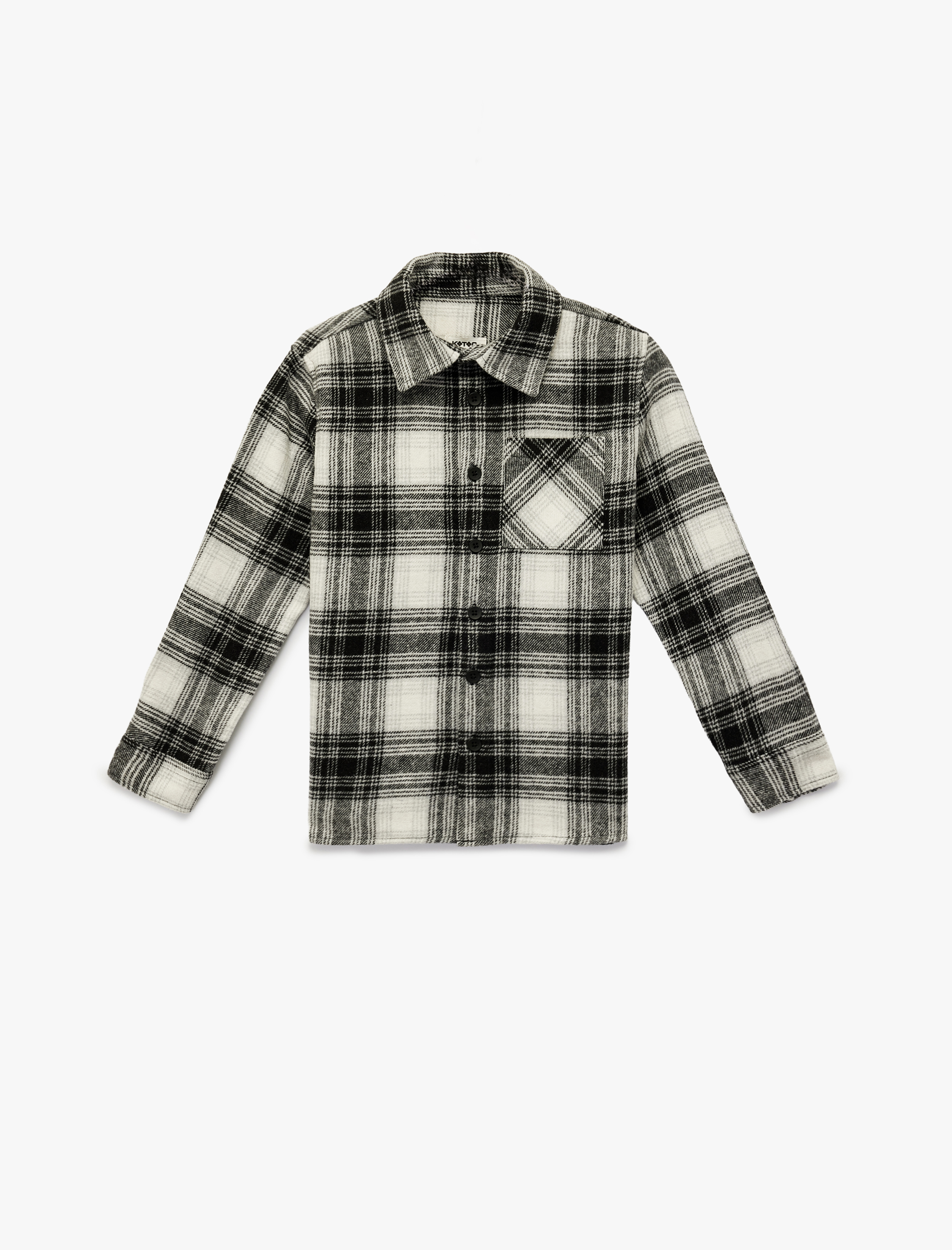  Erkek Çocuk Düğmeli Uzun Kollu Cep Detaylı Ekose Oduncu Gömleği