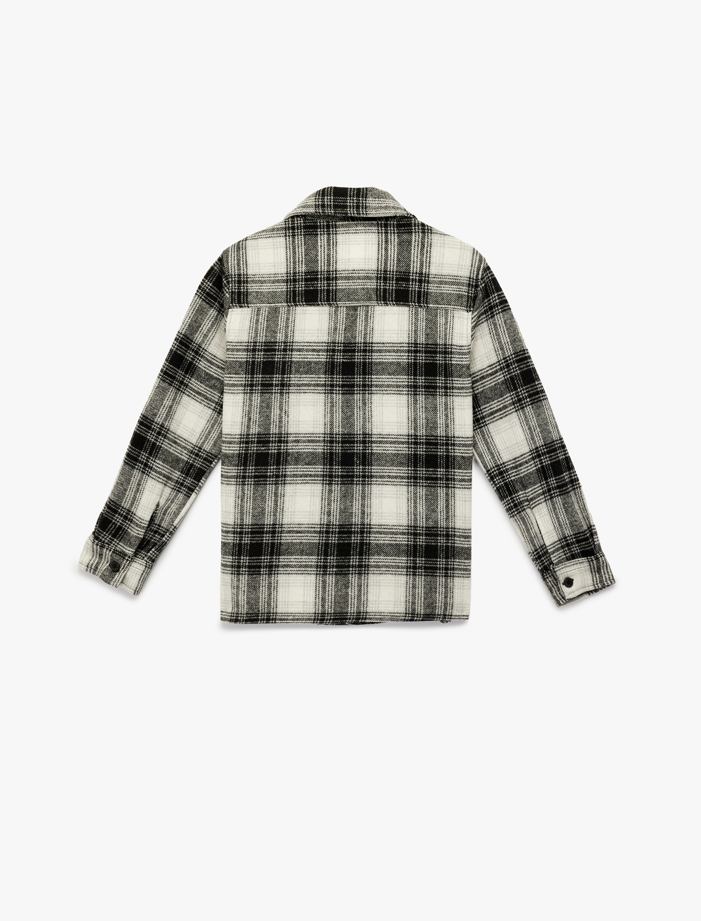  Erkek Çocuk Düğmeli Uzun Kollu Cep Detaylı Ekose Oduncu Gömleği