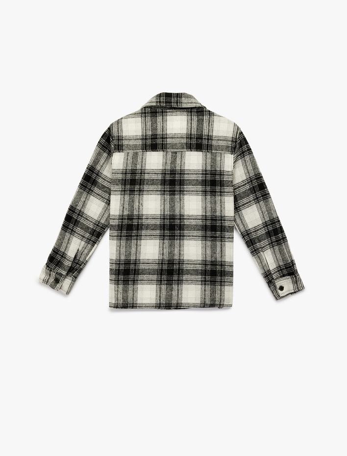 Erkek Çocuk Düğmeli Uzun Kollu Cep Detaylı Ekose Oduncu Gömleği