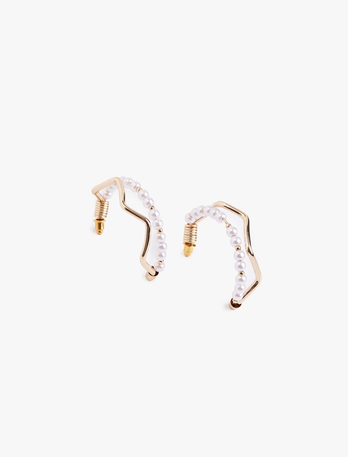 Kadın İncili Geometrik Halka Küpe