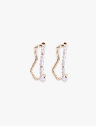 İncili Geometrik Halka Küpe