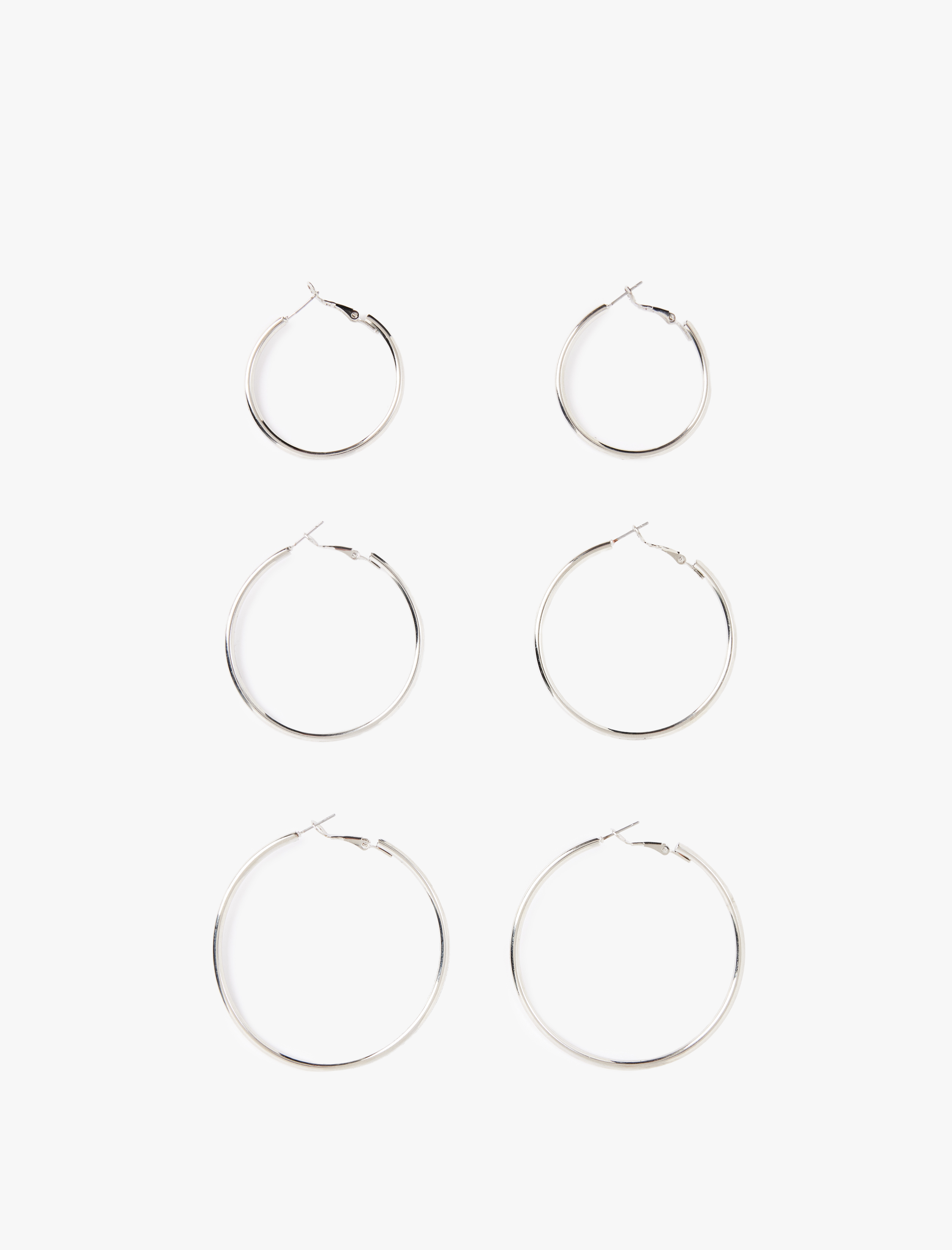  Kadın 3'lü Çelik Halka Küpe Seti