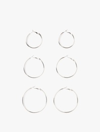 3'lü Çelik Halka Küpe Seti