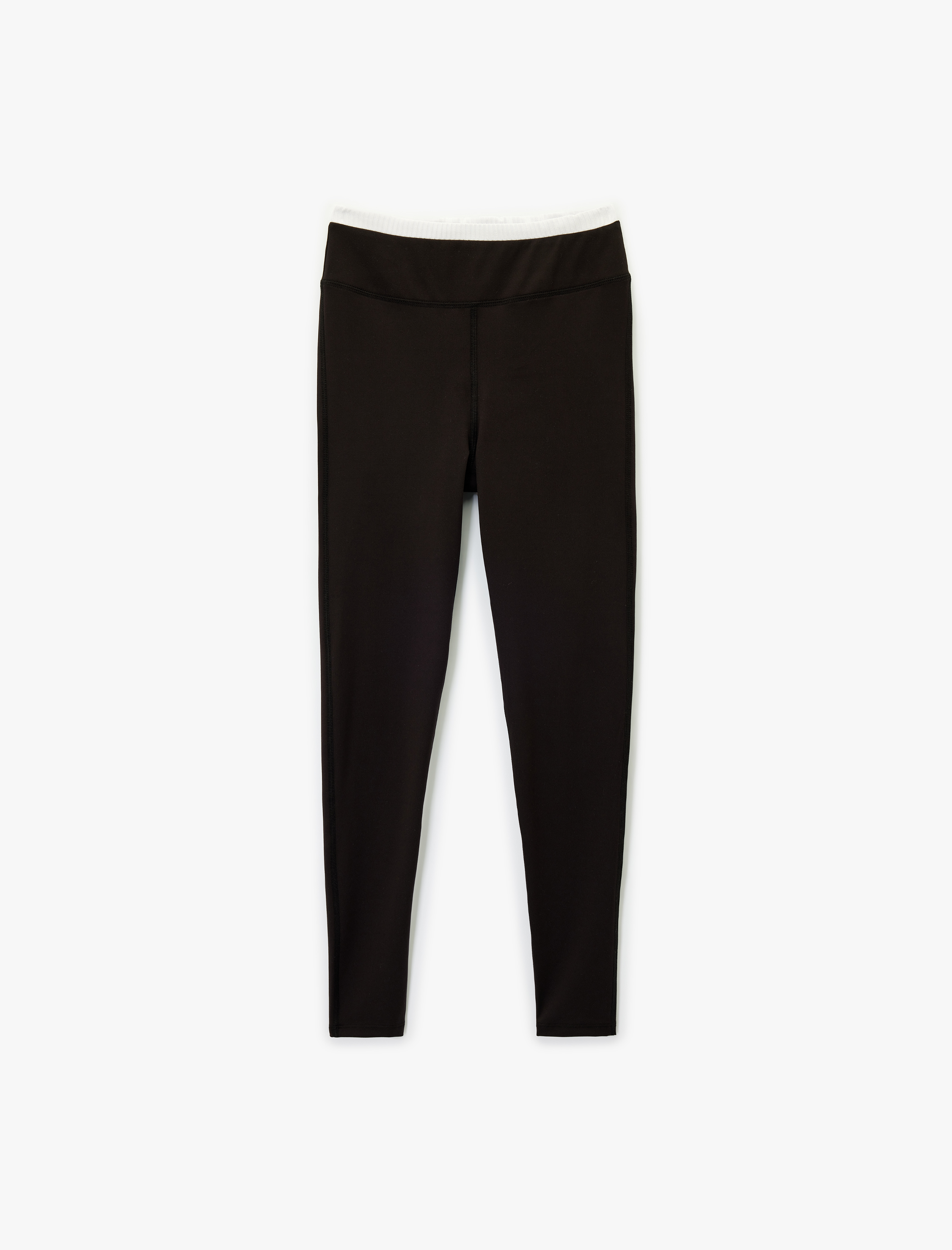   Çift Bel Detaylı Slim Fit Spor Tayt