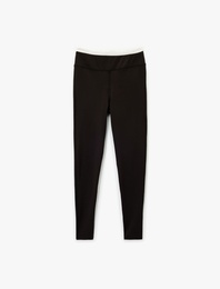 Çift Bel Detaylı Slim Fit Spor Tayt