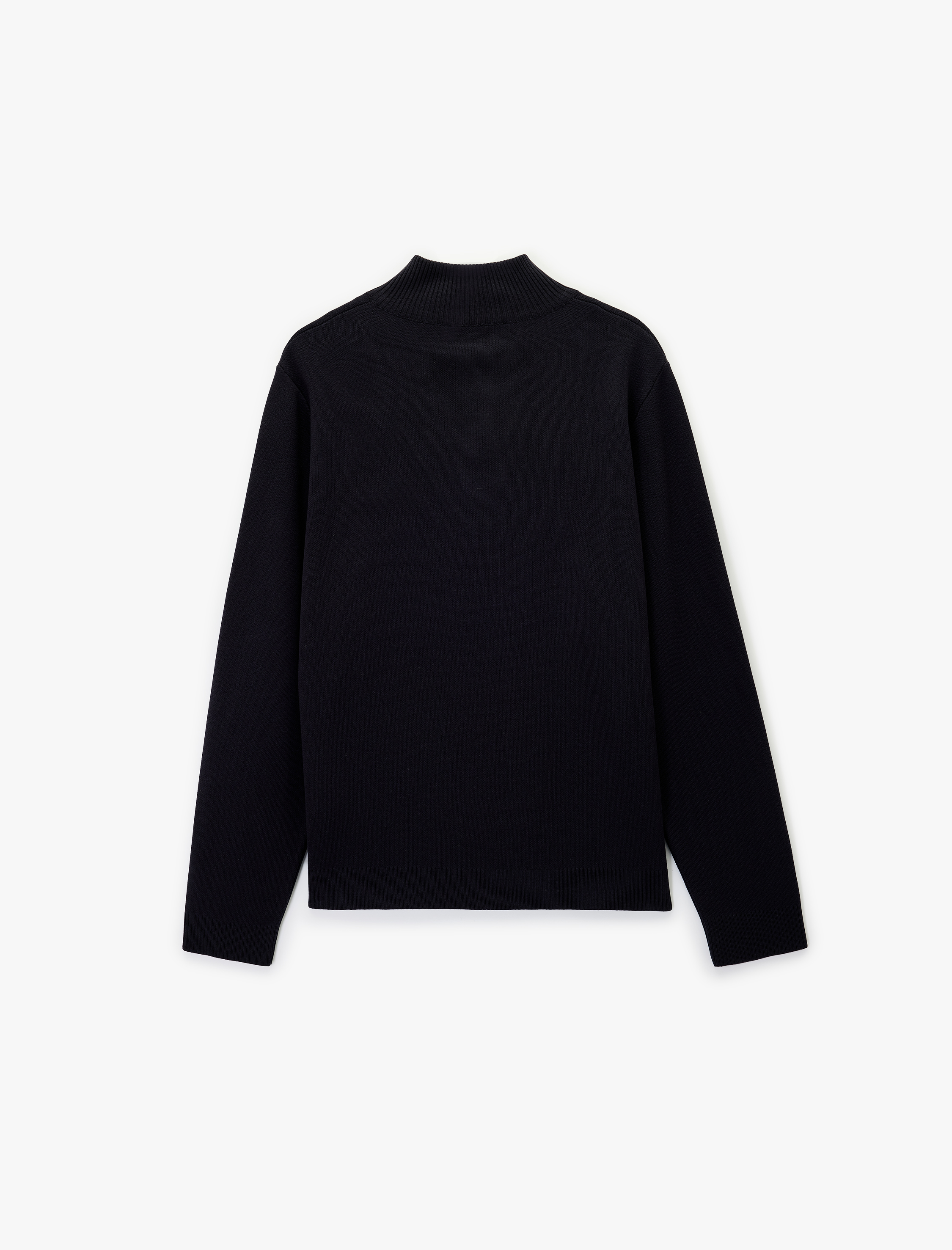   Uzun Kollu Regular Fit Basic Yarım Fermuarlı Triko Kazak