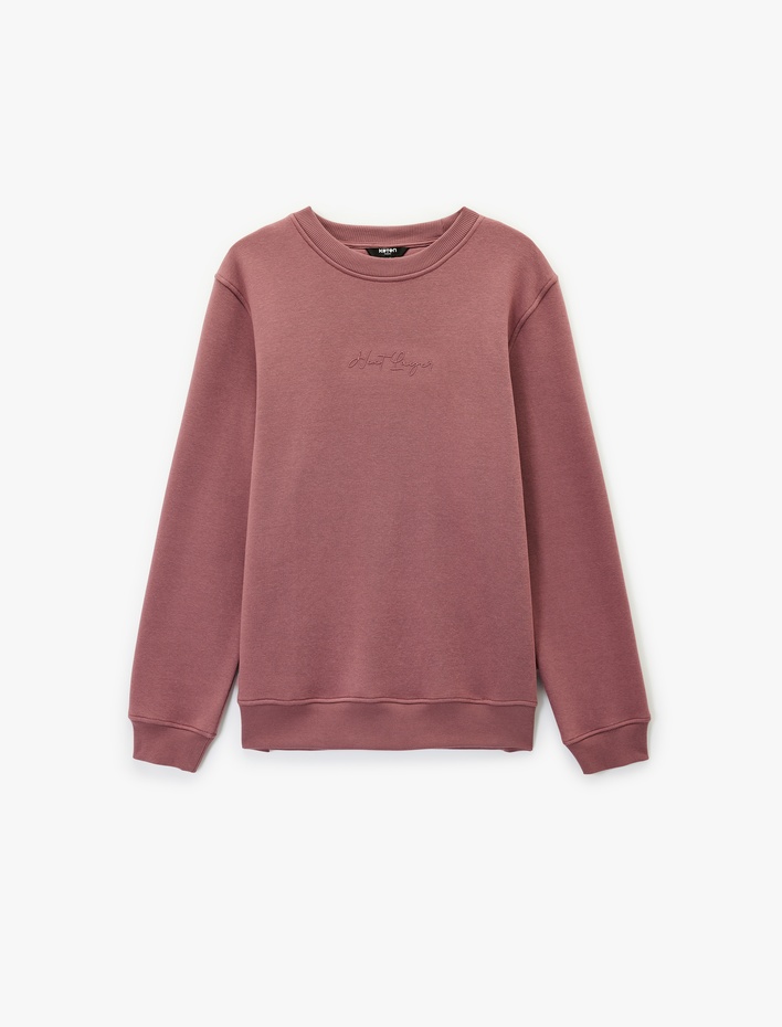  Regular Fit Pamuk Viskon Karışımlı Bisiklet Yaka Baskılı Sweatshirt