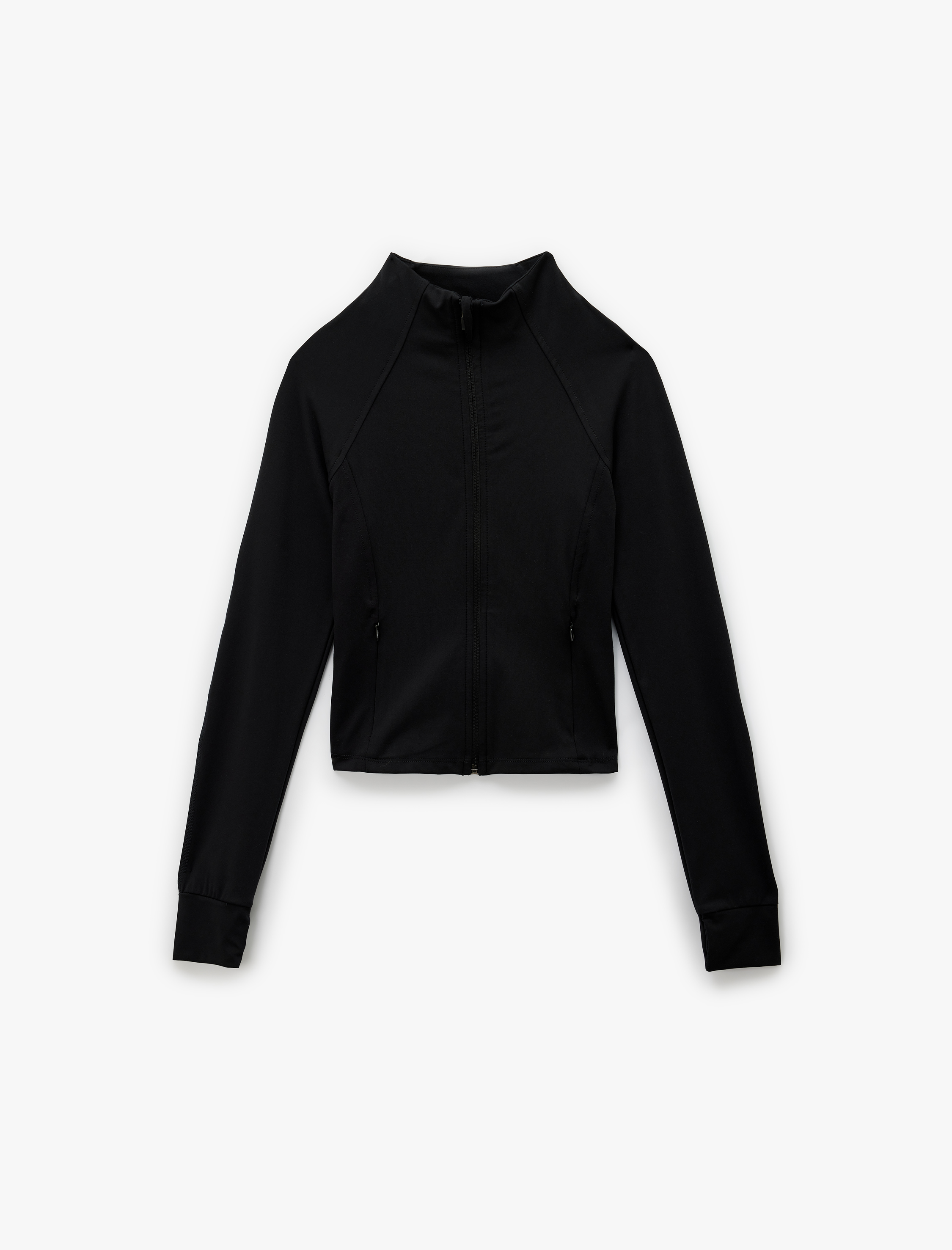   Slim Fit Uzun Kollu Fermuarlı Dik Yaka Spor Sweatshirt