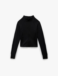 Slim Fit Uzun Kollu Fermuarlı Dik Yaka Spor Sweatshirt