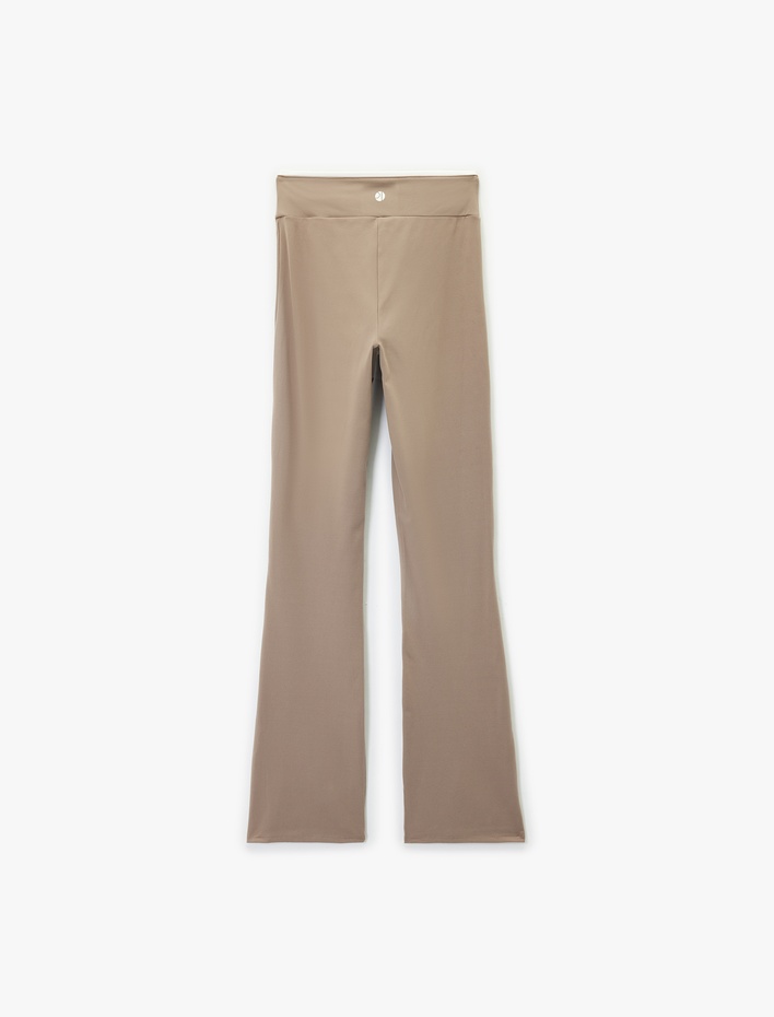  Biyeli Yüksek Bel İspanyol Paça Spor Tayt