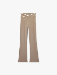 Biyeli Yüksek Bel İspanyol Paça Spor Tayt