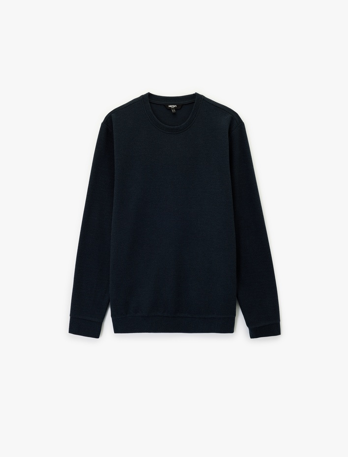  Uzun Kollu Bisiklet Yaka Basic Sweatshirt