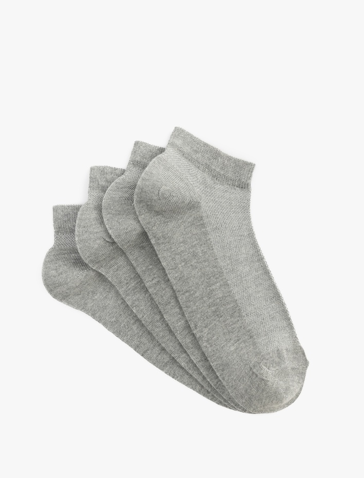 Erkek Pamuk Karışımlı 4'lü Patik Çorap Seti