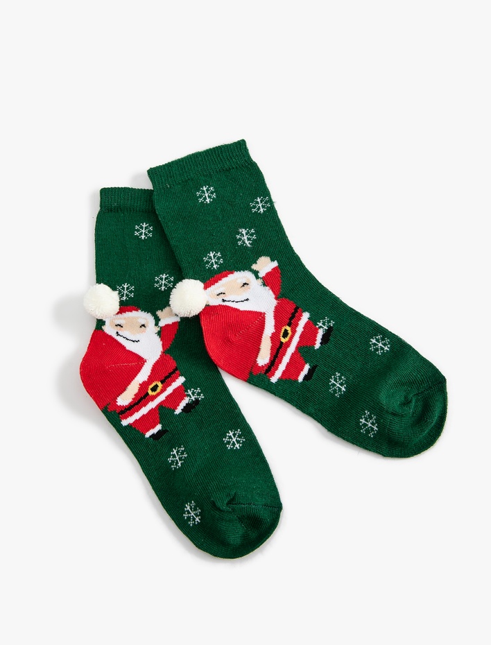 Kız Çocuk Yılbaşı Baskılı Soket Çorap