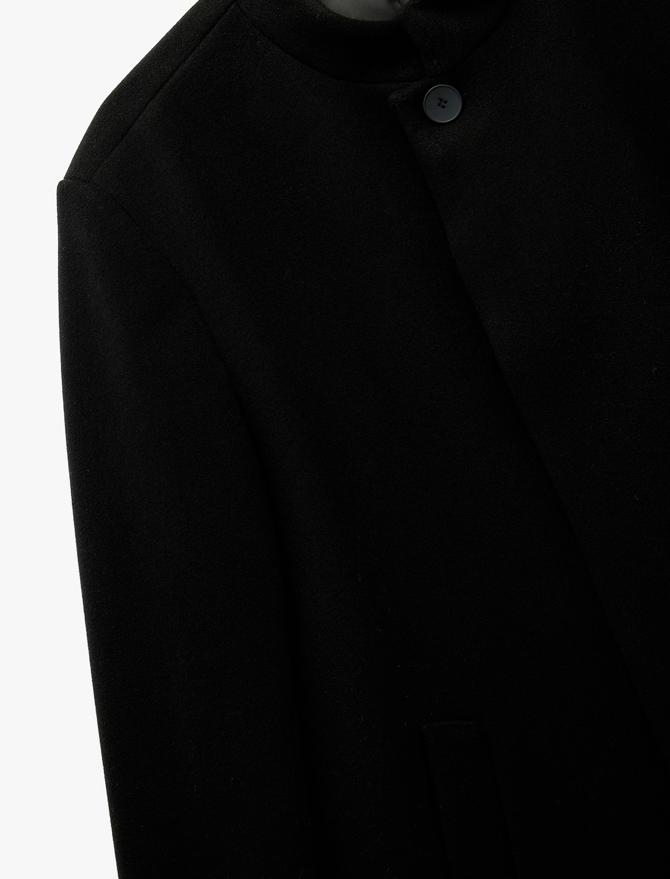   Regular Fit Cepli Düğmeli Uzun Dik Yaka Kaşe Kaban