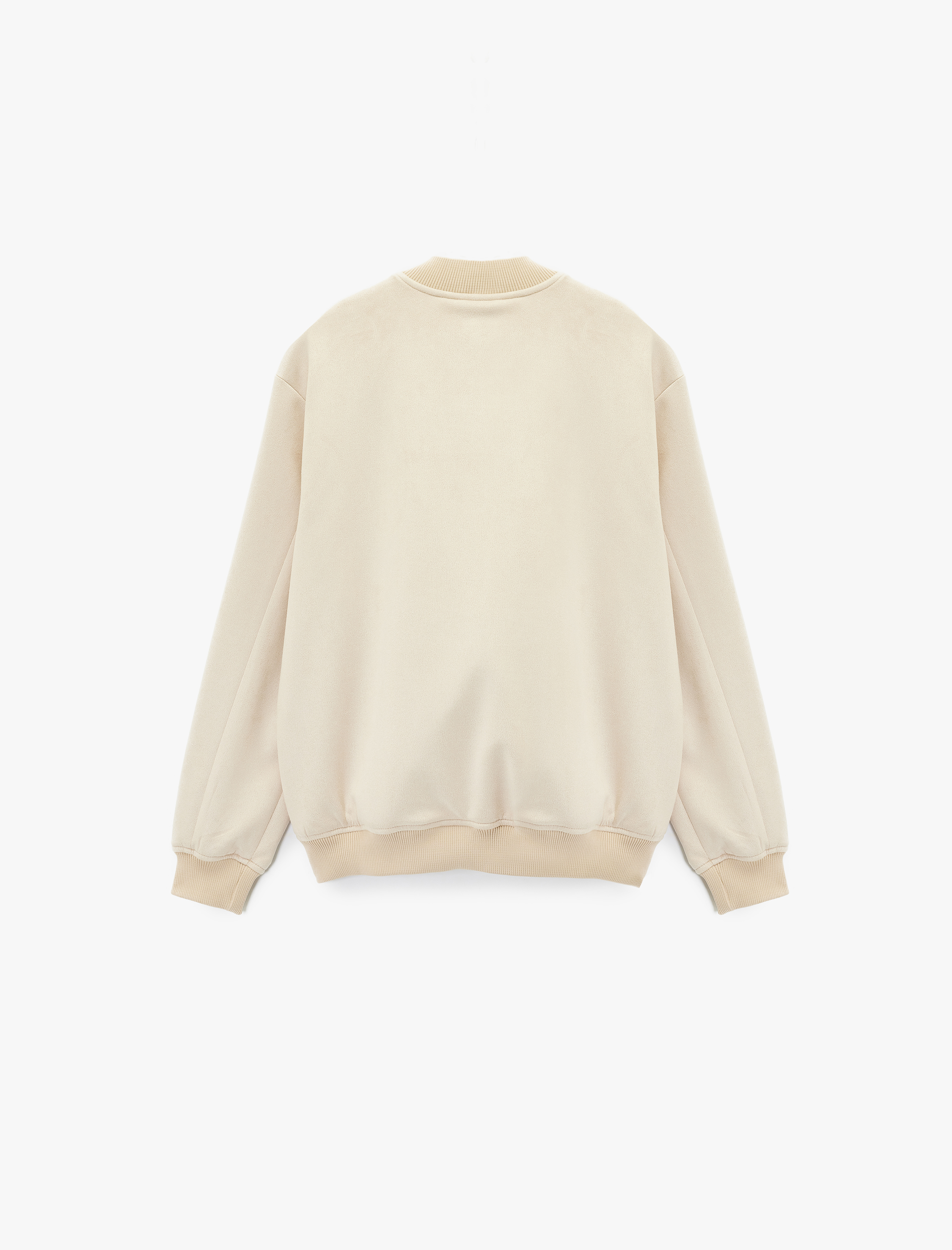   Regular Fit Kolej Yaka Cepli Suni Süet Bomber Ceket