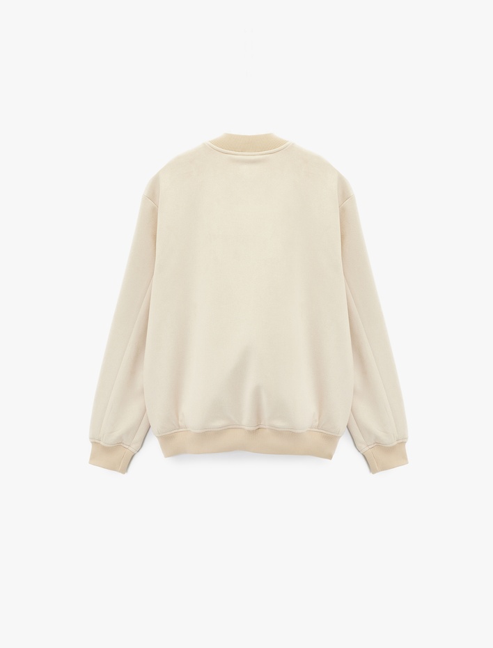  Regular Fit Kolej Yaka Cepli Suni Süet Bomber Ceket