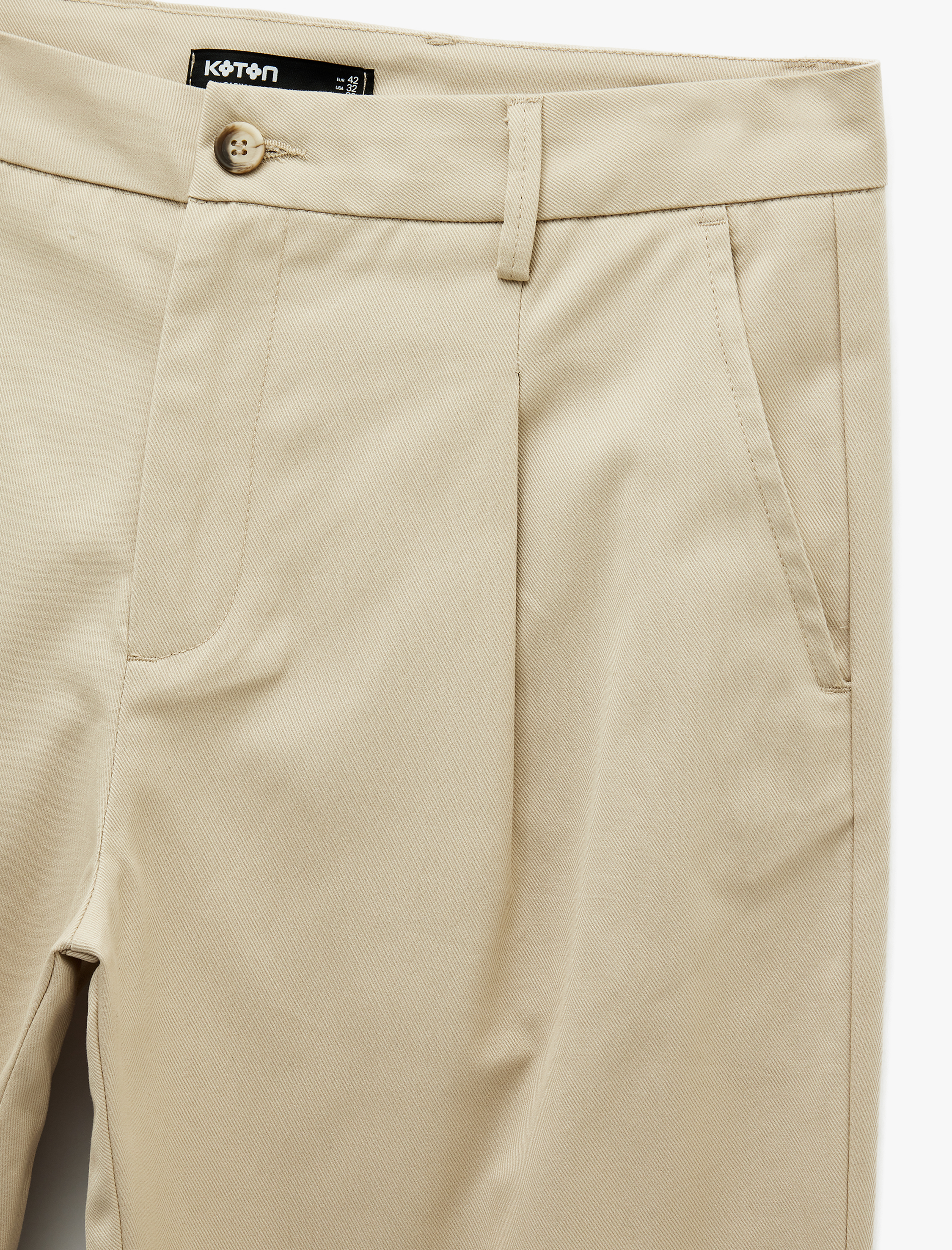   Rahat Kalıp Cepli Pamuklu Yüksek Bel Gabardin Pantolon